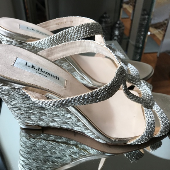lk bennett gold wedges